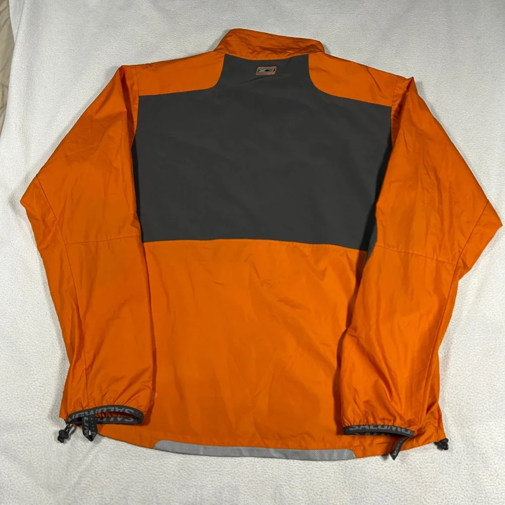 Salomon Windbreaker Jacket Mens XL Orange Grey X3‎ Sports Activity Vehicle Zip